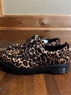 Men leopard calf hair Dr. Martens leather oxfords size 11